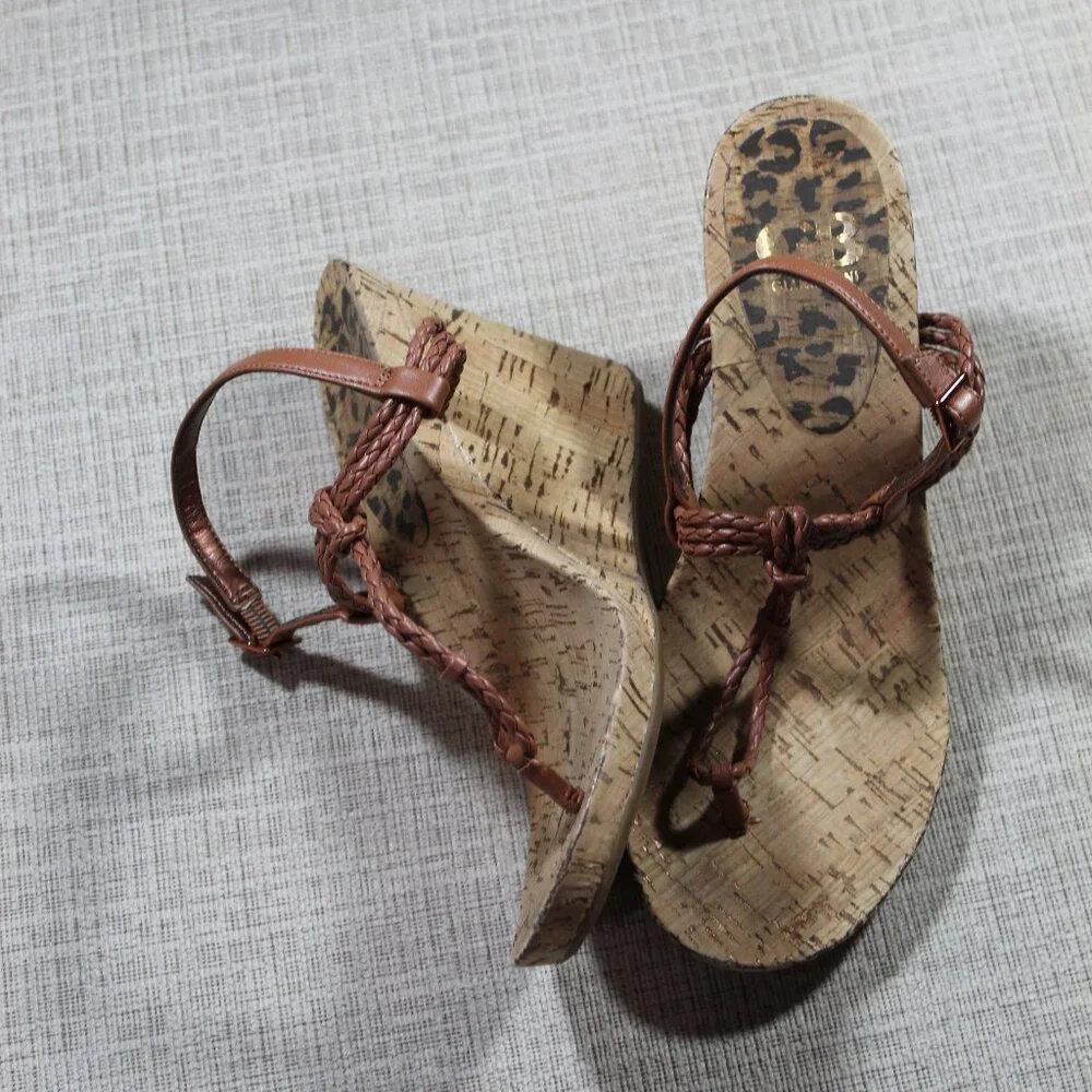 Gianni Bini Brown Braided Strap Cork Wedge 4